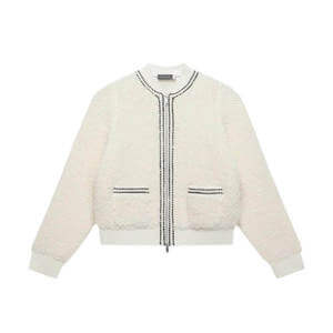 Mint Velvet Cream Boucle Bomber Jacket